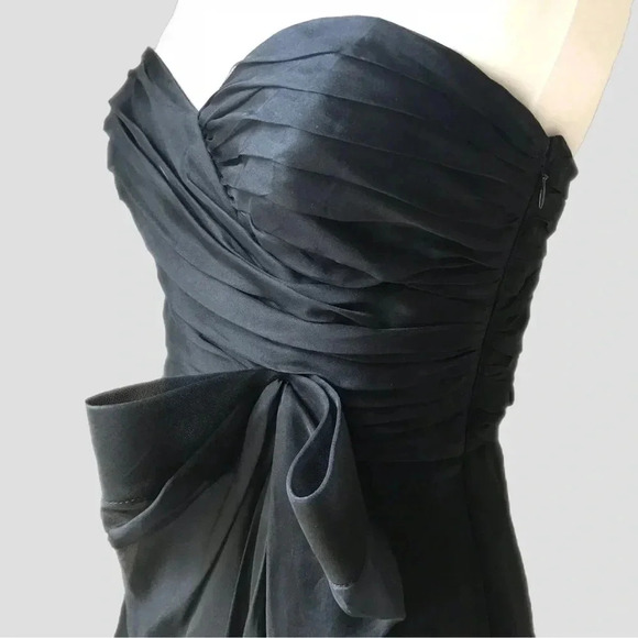 A.B.S by Allen Schwartz Black Organza 100% Silk Strapless Formal Dress Size 2 - Picture 2 of 4